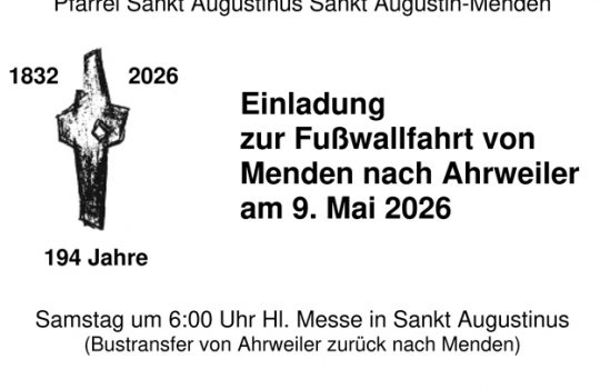 Fußwallfahrt nach Ahrweiler am 9. Mai 2026